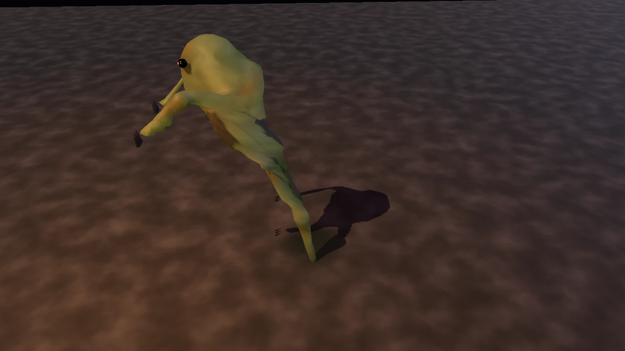 The crypt ghoul mid-attack lunge on the dungeon floor, its gaunt body lit and casting a long shadow