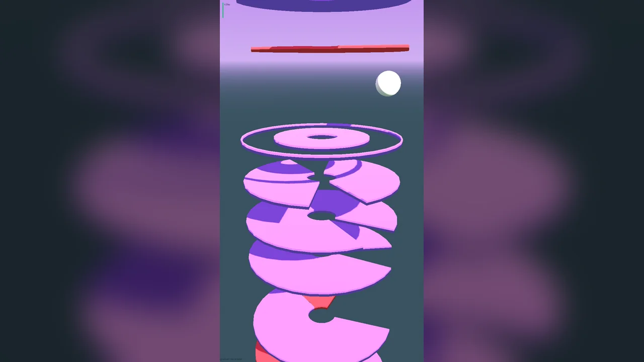 Helix Drop tower in a deep violet biome, showing a different unlockable theme as the ball descends