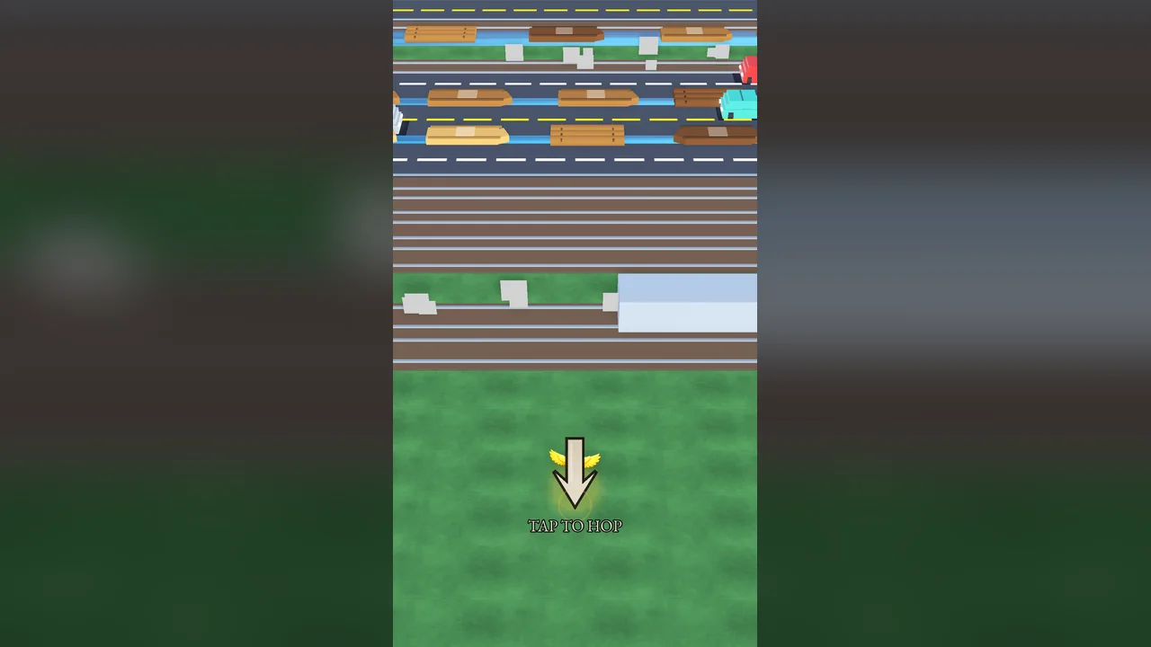 Road Hopper world with dense lanes of traffic and log-filled rivers in a different biome